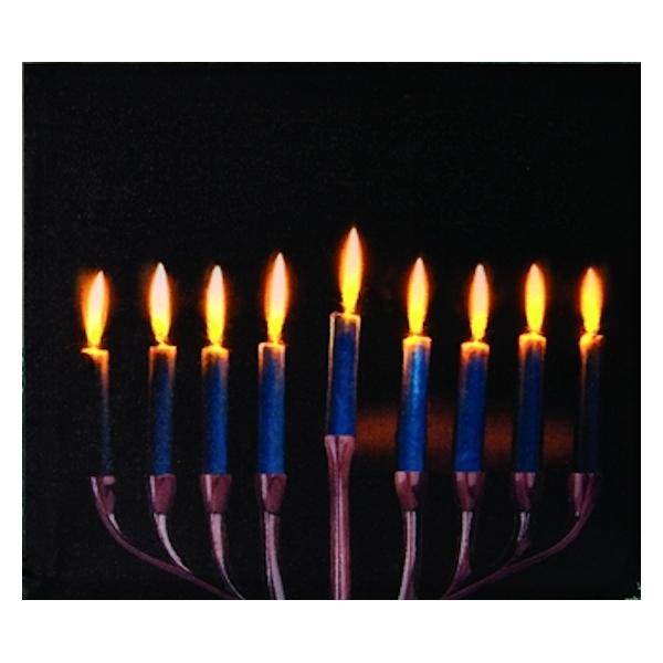 10" x 12" "Menorah" Battery Operated LED Lighted Canvas (Batteries Not Included)